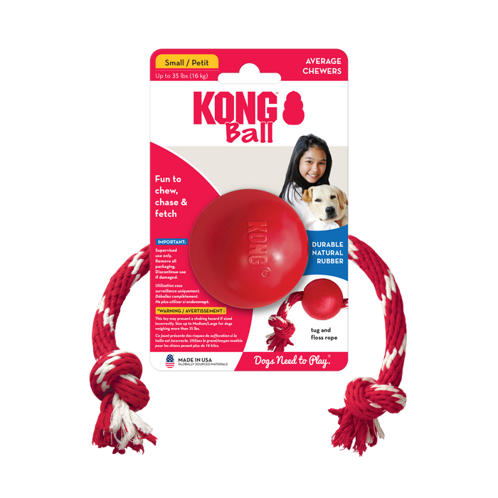 KONG Dog Ball With Rope Small