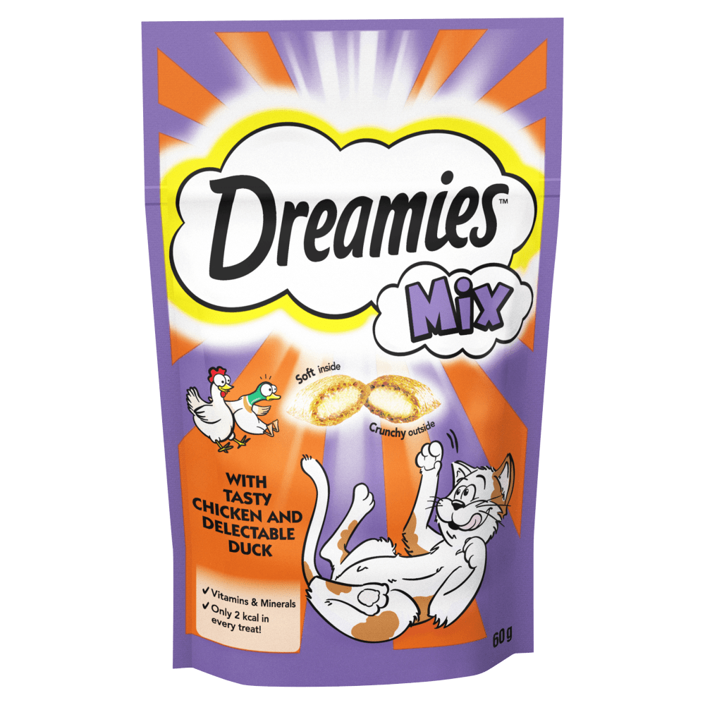 [Clearance Sale] Dreamies Mix With Tasty Chicken & Delectable Duck Cat Treats 60g