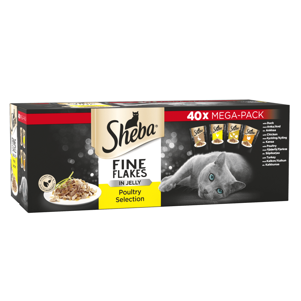 Sheba Fine Flakes in Jelly with Poultry Wet Cat Food 40 x 85g