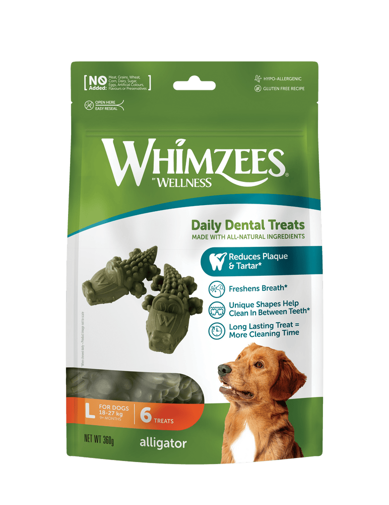Whimzees Alligator Dental Treat for Large Dogs 6 pieces