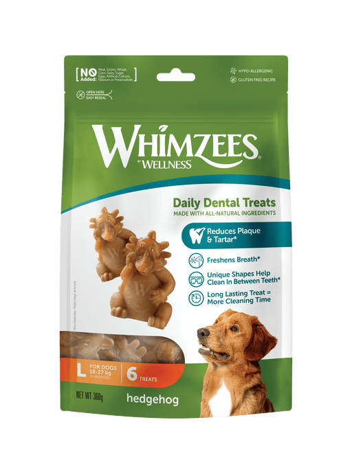 Whimzees Hedgehog Dental Treat for Large Dogs 6 pieces