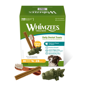 Whimzees Variety Value Pack Dental Treat for Medium Dogs 28 pieces