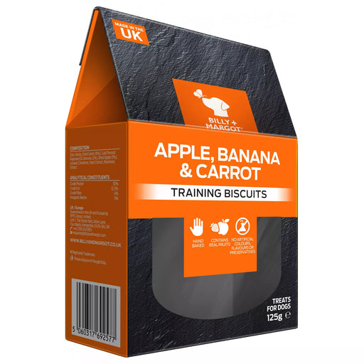 Billy & Margot Apple/ Banana & Carrot Training Biscuits Dog Treats 125g