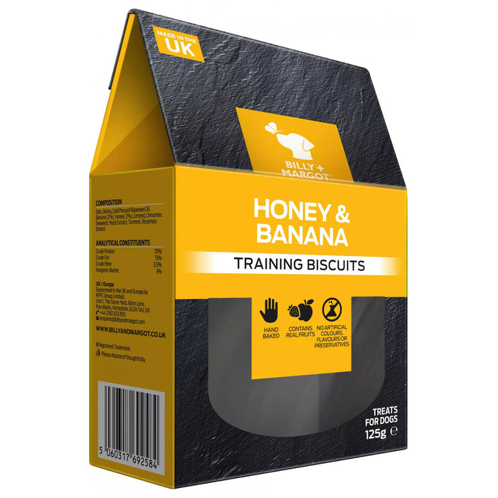 Billy & Margot Honey and Banana Nutritious Training Biscuits Dog Treats 125g