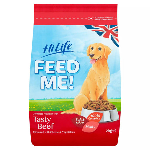 [Clearance Sale] HiLife Feed Me with Tasty Beef Flavoured with Cheese and Vegetables Dry Dog Food 2kg