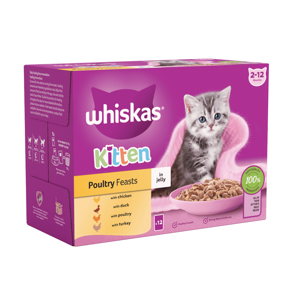 Whiskas Kitten 2-12 Months Poultry Feasts in Jelly Wet Kitten Food 12 x 85g