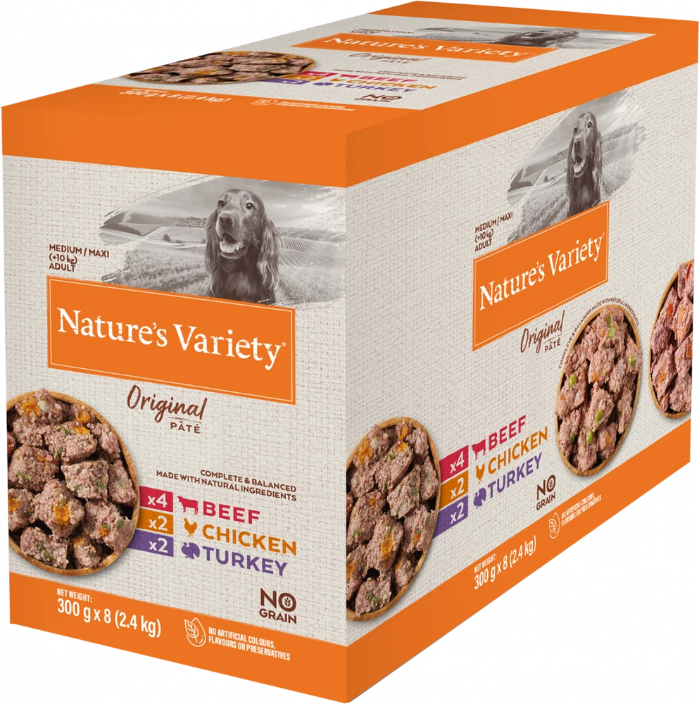 Nature's Variety Original Pâté Multipack Medium/Maxi Adult Wet Dog Food Wet 8 x 300g