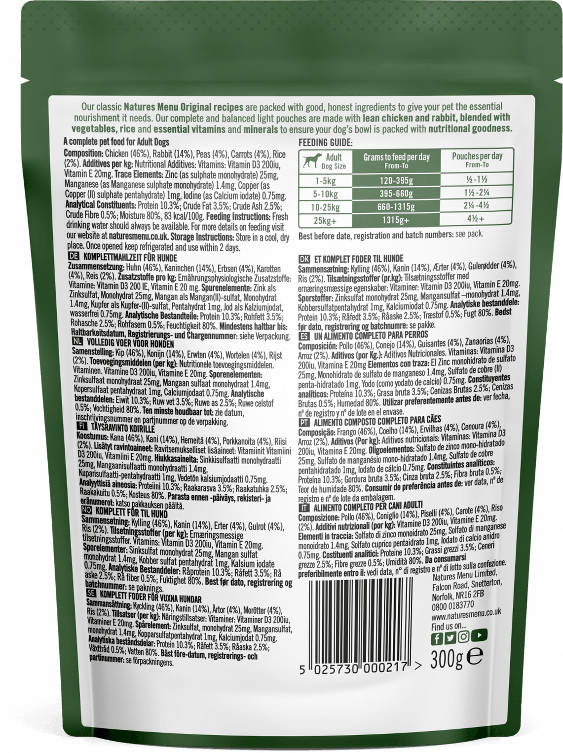 Natures Menu Original Light Chicken & Rabbit Wet Dog Food