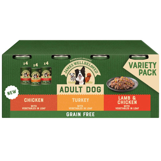 James Wellbeloved Grain Free Adult Turkey, Lamb And Chicken In Loaf Wet Dog Food Can 12 x 400g