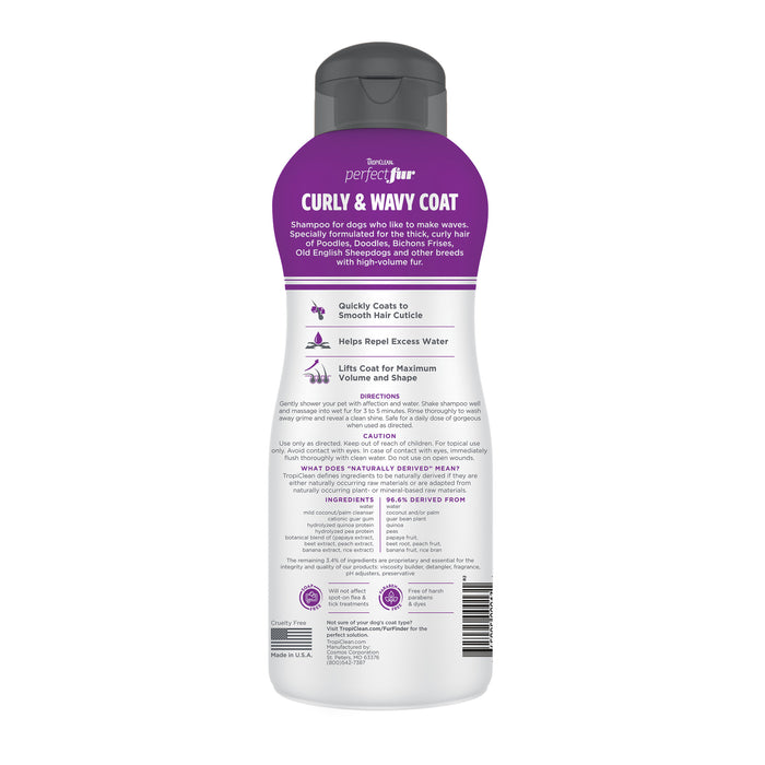 TropiClean Curly & Wavy Coat Shampoo for Dogs 473ml