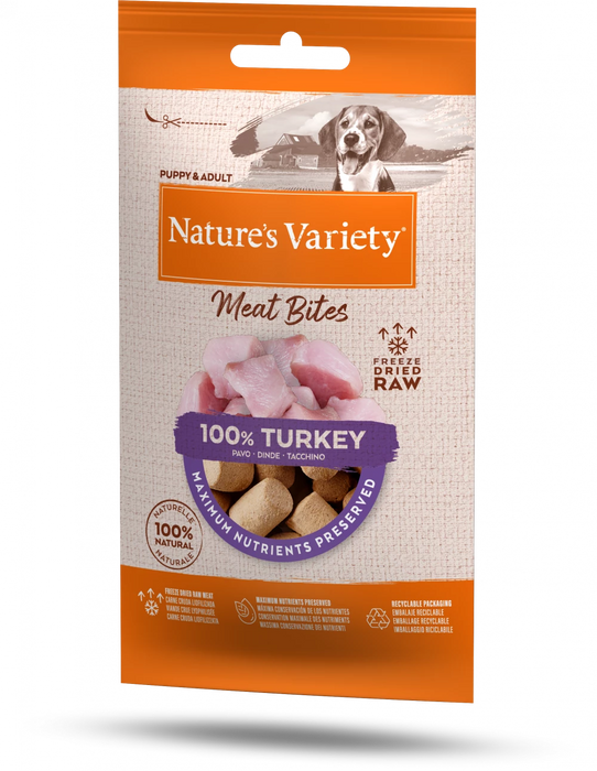 Nature's Variety Freeze Dried Meat Bites 100% Turkey For Puppy and Adult Dogs 20g