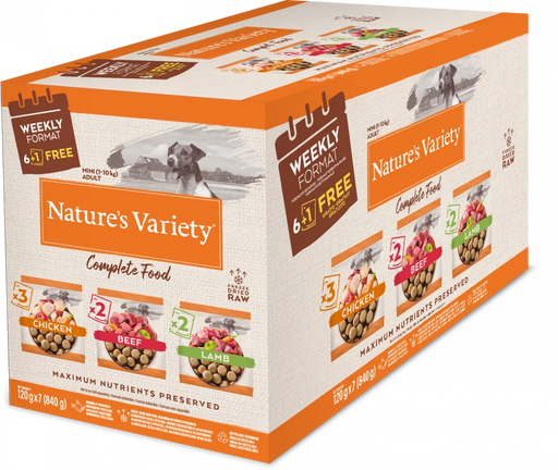 Nature's Variety Complete Freeze Dried Food Multipack For Adult Mini Dog 7 x 120g