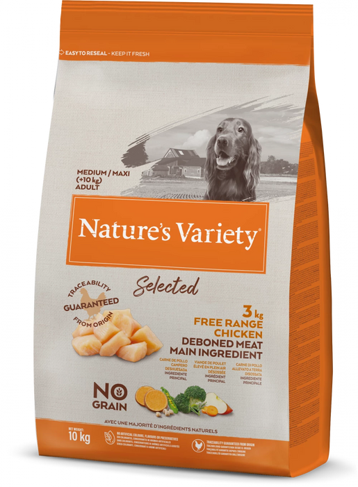 Nature's Variety Selected Free Range Chicken Medium/Maxi Adult Dry Dog Food 10Kg