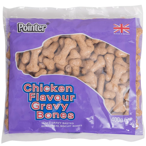 Pointer Chicken Flavour Gravy Bones Dog Treats 400g