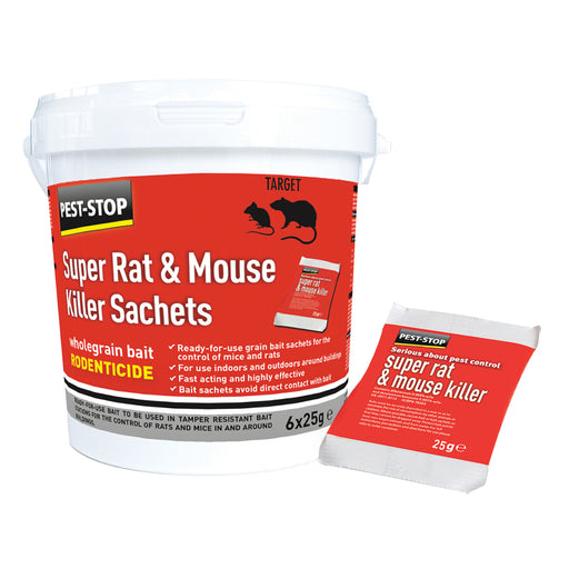 Pest-Stop Super Rat & Mouse Killer Sachets 6 x 25g