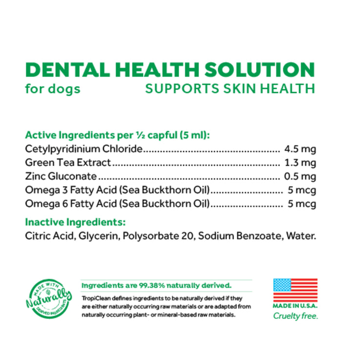 TropiClean Dental Health Solution Plus Supports Skin Health for Dogs 473ml