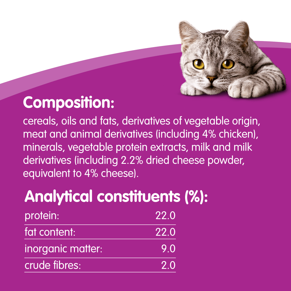 Whiskas Temptations with Chicken & Cheese Adult Cat Treats 60g