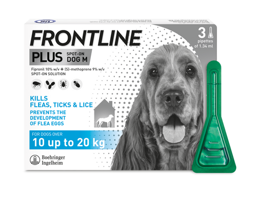 Frontline Plus Flea & Tick Treatment Medium Dog (10-20kg) - 3 pack