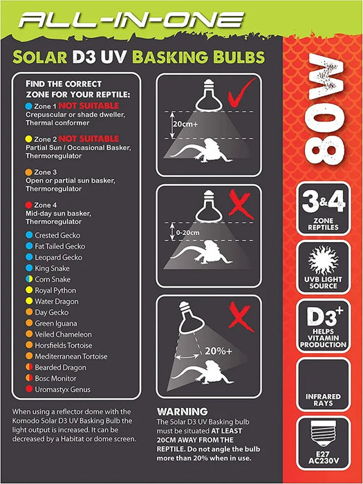 Komodo Solar D3 UV Basking Bulb 80W