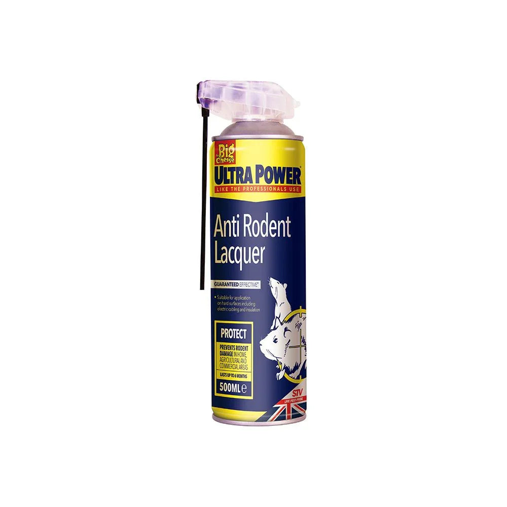 The Big Cheese Ultra Power Anti Rodent Lacquer – 500ml Dual Action Aerosol.