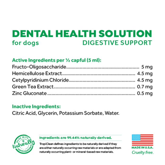TropiClean Dental Health Solution Plus Digestive Support for Dogs 473ml