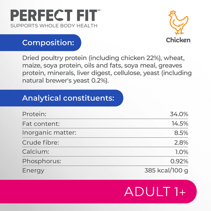 Perfect Fit Adult 1+ with Chicken Dry Cat Food