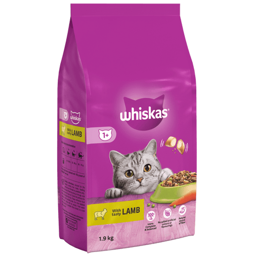 Whiskas 1+ Adult with Lamb Dry Cat Food 1.9kg