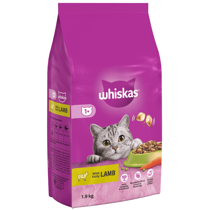 Whiskas 1+ Adult with Lamb Dry Cat Food 1.9kg