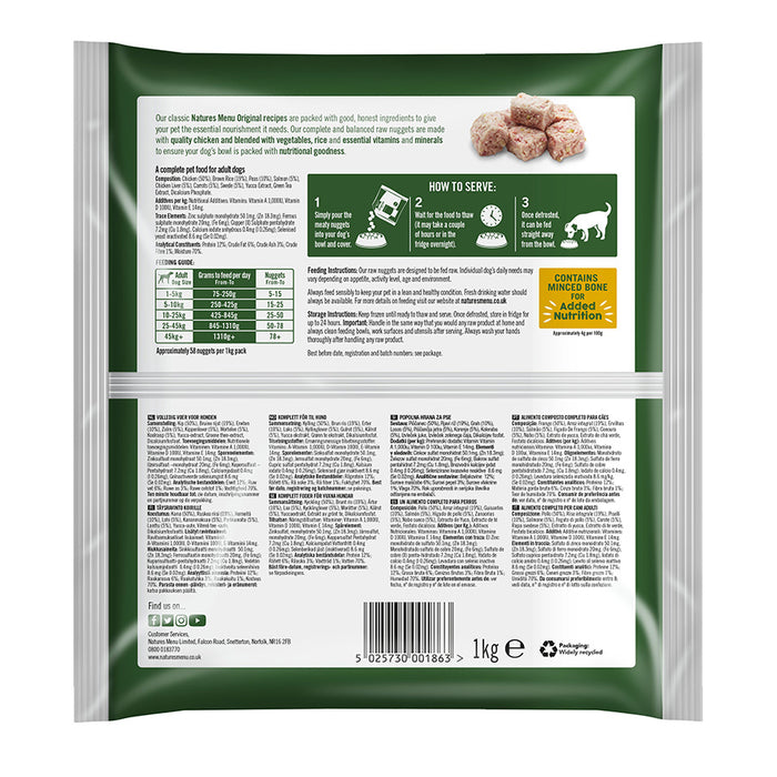 Natures Menu Raw Dog Food Original Nuggets Chicken 1kg