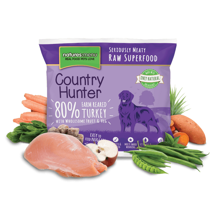 Natures Menu Country Hunter Complete Turkey Nuggets Raw Frozen Dog Food 1 kg