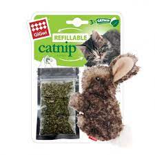 GiGwi Refillable Rabbit Ziplock Cat Toy With x3 Catnip Bags Brown