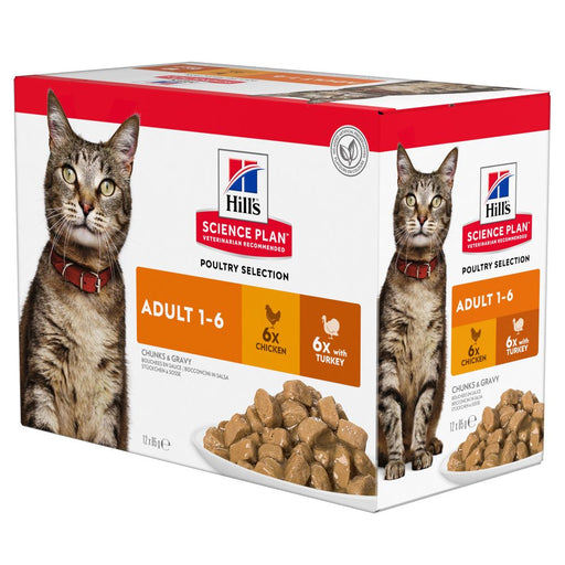 Hill's Science Plan Adult Poultry Multipack Cat Pouches - 12 x 85g