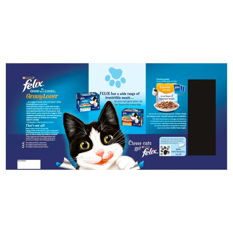 Felix As Good As It Looks Gravy Lover Mixed Wet Cat Food Pouches 40 x