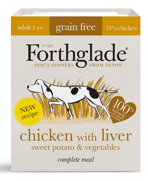 Forthglade Complete Adult Chicken Liver Sweet Potato Rice Veg Grain Free Wet Dog Food 395g