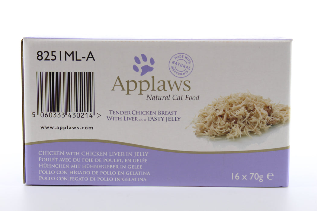 Applaws Chicken &amp; Liver in Jelly Cat Pouches 16 x 70g - 2