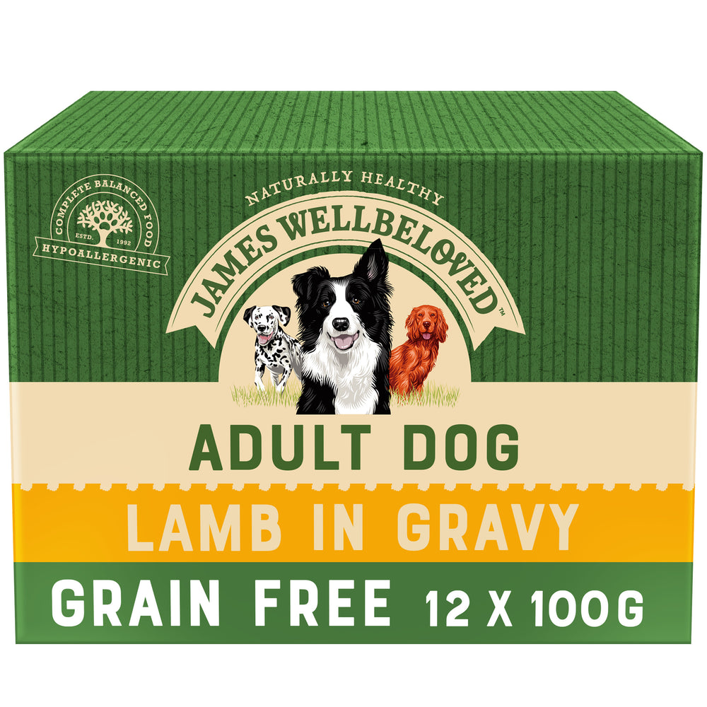 James Wellbeloved Grain Free Lamb Adult Dog Pouches - 12 x 100g