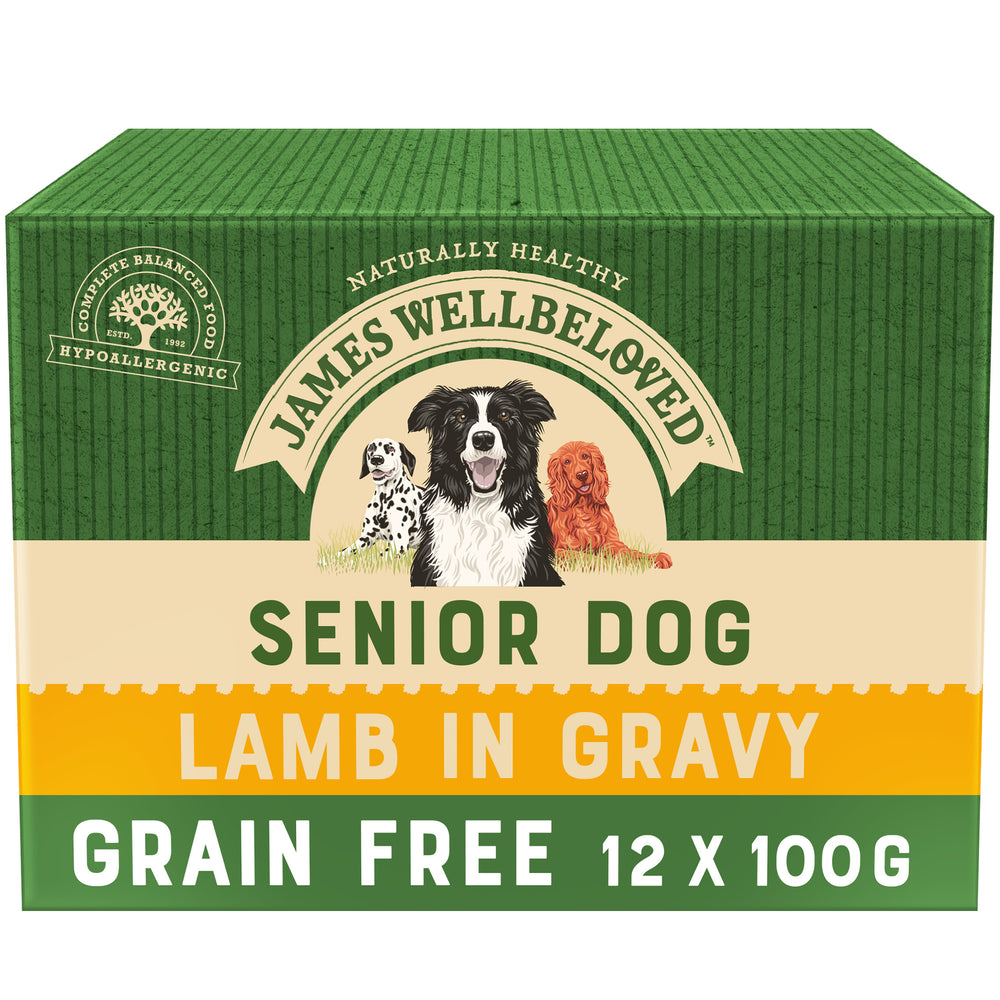 James Wellbeloved Grain Free Lamb Senior Dog Pouches - 12 x 100g
