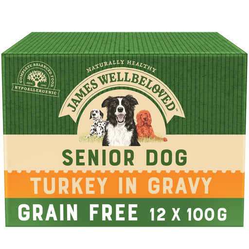 James Wellbeloved Grain Free Turkey Senior Dog Pouches - 12 x 100g
