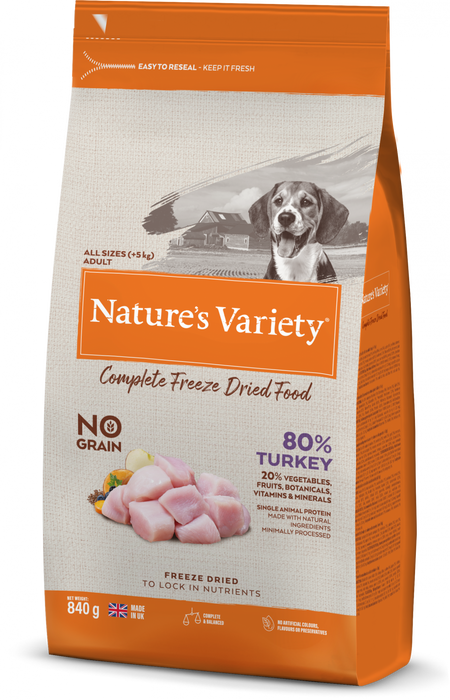 Nature's Variety Complete Freeze Dried Food Turkey For Adult Dogs 840g