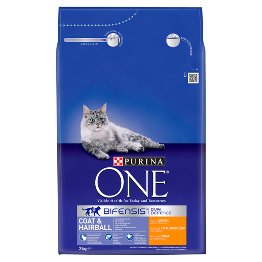 Purina ONE Adult Coat & Hairball Dry Cat Food 3kg