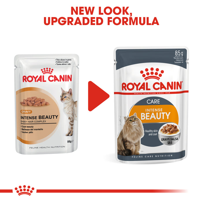 Royal Canin Intense Beauty Care In Gravy Adult Wet Cat Food Pouches - 12 x 85g