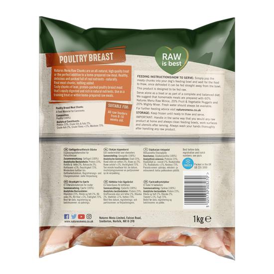 Natures Menu Raw Poultry Breast Chunks 1kg